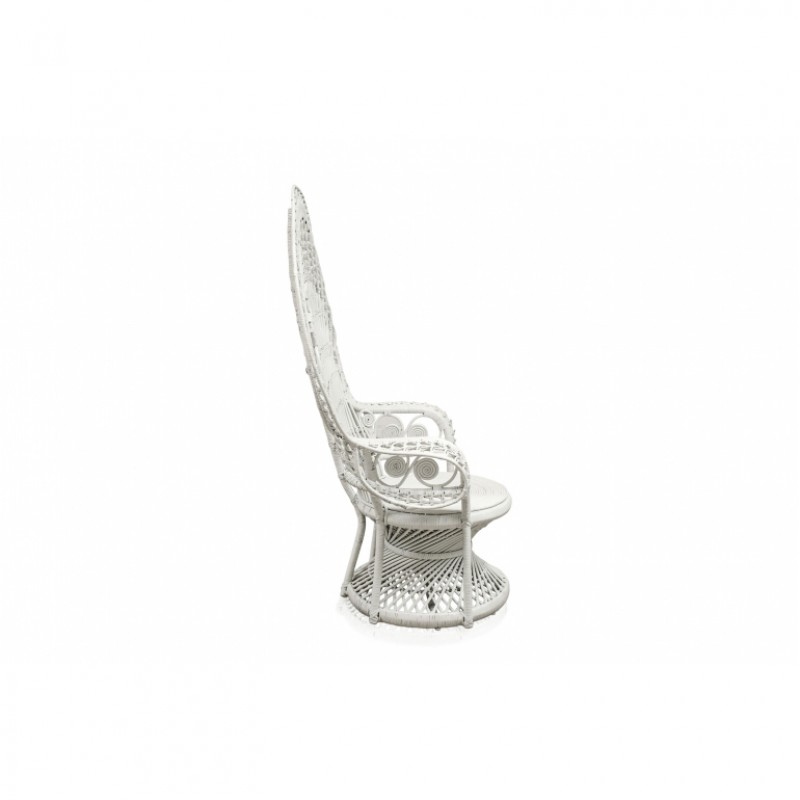 WHITE RATTAN PEACOCK ARMCHAIR - CHAIRS, STOOLS